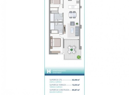 Apartments in Guardamar del Segura, 500 meters from the beach.