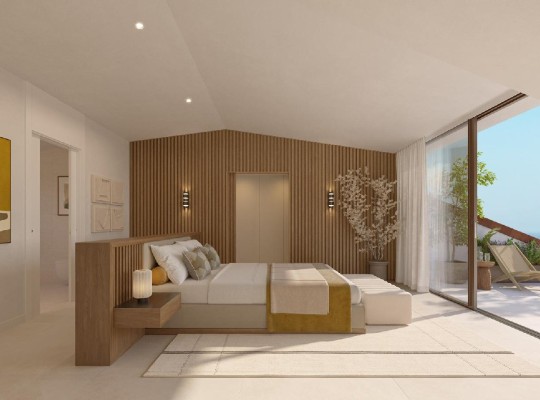 Luxusní apartmány s velkou terasou i zahradou, výhled na moře, Benalmadena