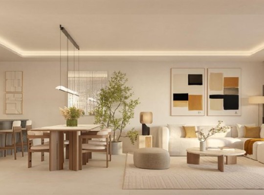 Luxusní apartmány s velkou terasou i zahradou, výhled na moře, Benalmadena